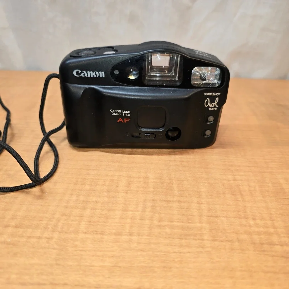 Canon Sure Shot Owl Camera AF-7‎ 35mm 1:4.5 WITH FILM - FOR PARTS